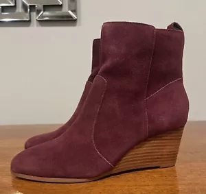 Stivaletti scamosciati taglia 9 Jayjay viola e rosso bordeaux zeppa alla caviglia pelle colorati - Foto 1 di 4