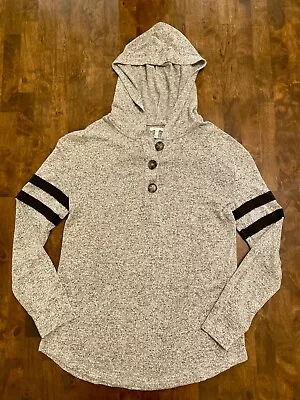 Maurices Varsity Striped Hooded Long Sleeve Sweatshirt Size Xs Heathered Grey • 12.99€