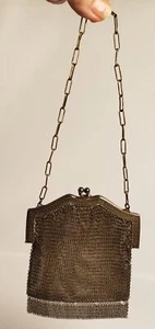 Vintage Metal Mesh Purse Whiting and Davis Silver Tone Flapper AS IS  A74 - Imagen 1 de 11