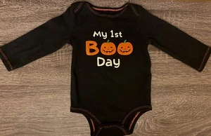 KOALA KIDS 6-9M My First Boo Day halloween Bodysuit Black Long Sleeves - Picture 1 of 2