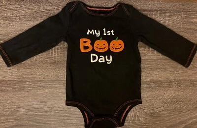 KOALA KIDS 6-9M My First Boo Day halloween Bodysuit Black Long Sleeves - Image 1 of 2