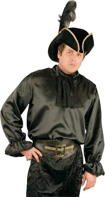 Camisa pirata puños de encaje negra caribeña vampiro disfraz de disfraz de Halloween Foto 1 de 2