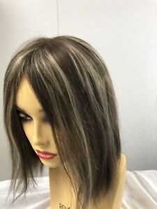 European Human Hair Mono Wig Bob In Brown With Highlights Rooted