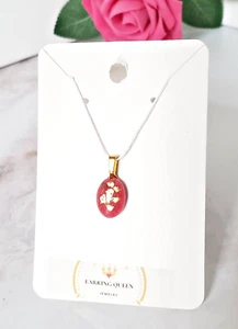 Red & Gold Pendant for Necklace Gift for Women - Bild 1 von 5