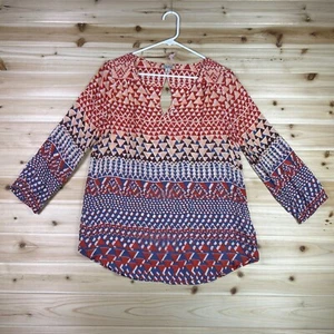 Lucky Brand Bluse Damen Medium Mehrfarbig Geometrisch Boho Langarmshirt - Bild 1 von 7