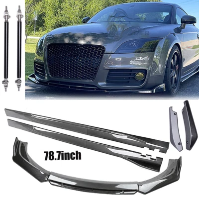 Carbon Fiber Side Skirt Rear & Front Bumper Splitter Rods For Audi TT RS H - Image 1 of 4