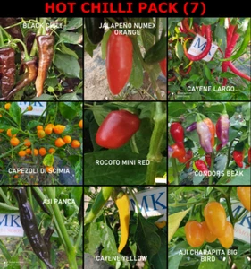 HOT CHILLI, 9 variedades de chiles ,9X10 ,90 semillas, pack (7) - Picture 1 of 1