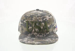 NEW! FLAT BILL USA LETTER SNAPBACK BALL CAP HAT ACU CAMO - Picture 1 of 4