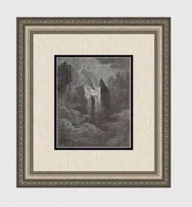 Großer Gustave DORE religiöser Holzschnitt "Vorsehung Gottes" um 1800 gerahmt signiert COA - Bild 1 von 3