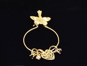 Vintage 14K Gold Michael Anthony Butterfly Charm Holder Pendant w/ 4 Gold Charms