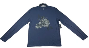 International Concepts Shirt Mens size Small Navy Blue Skull Print Cotton New - Picture 1 of 8