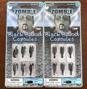 Gory Zombie Black Blood Capsules - Halloween Makeup - LOT OF TWO! - Picture 1 of 2