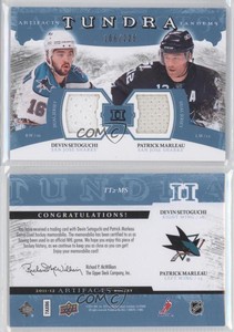 2011 Artifacts Tundra Tandems Dual Jerseys Blue Devin Setoguchi Patrick Marleau