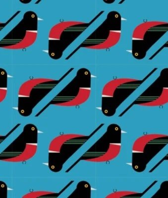 Charley Harper "Discovery Place" Red Breasted Meadowlark Poplin Fabric•Orga*1yd  - Image 1 of 2