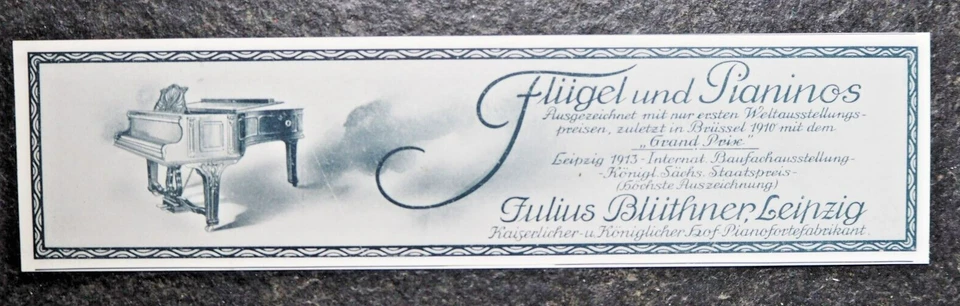 Julius Blüthner , Flügel und Pianinos , Leipzig , Alte Reklame , 1915, (A28) - Bild 1 von 1