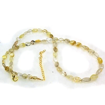 A++ Collares de 24"" con cuentas de piedras preciosas ovaladas lisas de cuarzo rutilado Foto 1 de 4