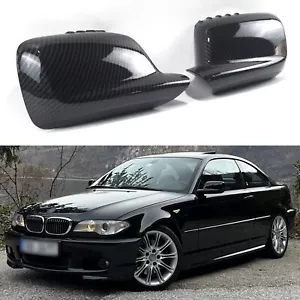Carbon Fiber Side Mirror Covers Caps For BMW E46 330Ci E65 E66 745Li 750i 750Li - Picture 1 of 11