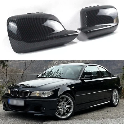 Carbon Fiber Side Mirror Covers Caps For BMW E46 330Ci E65 E66 745Li 750i 750Li - Imagem 1 de 4