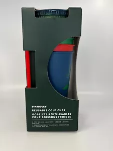 Tazze fredde riutilizzabili Starbucks Holiday Natale inverno 2021 confezione da 5 pezzi con coperchi di paglia - Foto 1 di 12