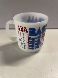 Vintage ABA Glass Basketball Mug - Blue Red Jump Ball Rebound Zone Defense Foul - Picture 1 of 3