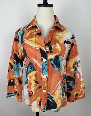 Camisa YANSI FUGEL Mujer 14 Naranja Estampado Abstracto Colorido Arte Bohemio para Usar Foto 1 de 4