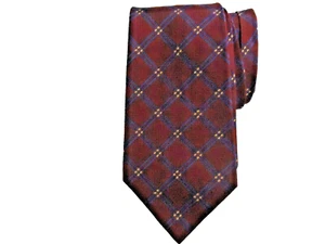 Lauren Ralph Lauren RLL Neck Tie 100% Silk Maroon Geometric Pattern - Picture 1 of 6