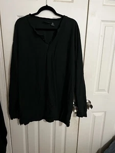 Harbor Bay 3X Mens Henley Style Dark Green Shirt Long Sleeve - Picture 1 of 2