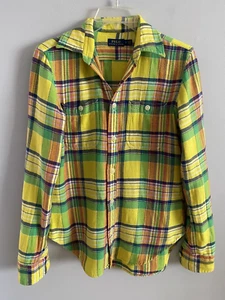 Camisa Polo Ralph Lauren Franela a Cuadros Manga Larga Con Botones Amarillo Verde 2 - Imagen 1 de 4