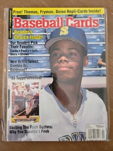 BASEBALL CARDS MAGAZINE FEBRUARY 1993 KEN GRIFFEY JR. COVER FRANK THOMAS CARD  - Picture 1 of 3