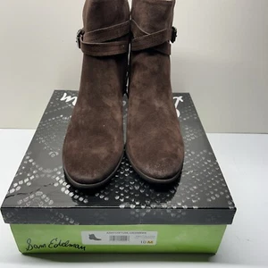 Sam Edelman Polina Suede Heeled Booties Womens Size 10W Brown Leather - Picture 1 of 18