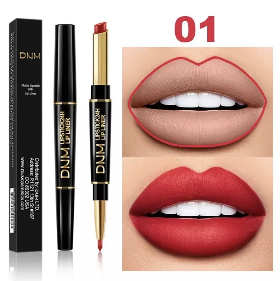 New 2 IN 1 Matte Lip Liner Waterproof Lipstick & Lip Liner Pencil Cosmetics - Image 1 of 1
