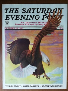 Vintage Samstag Abendpost 28. Oktober 1933 Hochsteigender Weißkopfseeadler nur Brief - Bild 1 von 1