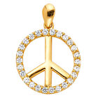 14k Gold Peace Sign Symbol CZ SMALL Charm Pendant For Necklace or Chain