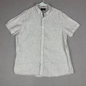 1901 Mens 100% Linen Shirt Size 10 Trimfit Button Down Gray Short Sleeve Beach - Picture 1 of 5