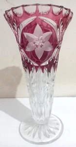 Hofbauer - Star Flower Ruby Vase - Lead Crystal Glass, 8.75" - Vintage - Picture 1 of 3