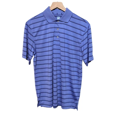 Polo de golf PGA Tour S púrpura a rayas manga corta para hombre complejo deportivo Foto 1 de 4