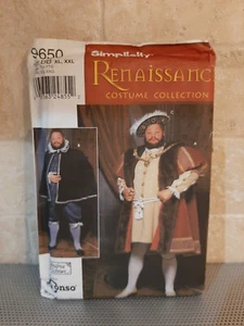 Simplicity #9650 Pattern Renaissance Men's BB XL/XXL Medieval King Henry VIII - Picture 1 of 6