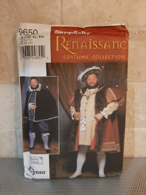 Simplicity #9650 Pattern Renaissance Men's BB XL/XXL Medieval King Henry VIII - Image 1 of 4