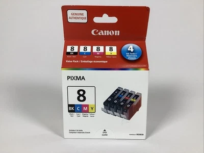 Genuine Canon Pixma ChromaLife 100 CLI-8 Black/Cyan/Magenta/Yellow 4 Pack Foto 1 de 4