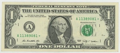 2009 $ 1. DOLLAR STAR* NOTE AUNC SN # A11389081  - Image 1 of 2