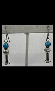 Vintage Sterling Silver 925 PY w/ Turquoise Stone Dangle Drop Earrings (3.15gr) - Picture 1 of 4