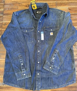 Camisa a Presión Denim Calce Relajado Carharrt Montana Para Hombre Nueva con Etiquetas Talla L - Imagen 1 de 9
