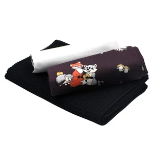 Waffelstoff Set + 2x Baumwollstoff je 0,5m x 1,5m Stoffpaket Waschbär Igel Set39 - Bild 1 von 7
