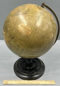 Antiker PHILIPS 12" TERRESTRISCHER GLOBUS AUS DEN FRÜHEN 1900ER JAHREN! Vintage Schreibtischständer Mahagoni - Bild 1 von 13