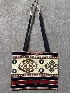 Handgefertigte Boho Handtasche hellbraun, rot, schwarz & elfenbein schlicht Basic stilvoll Southwestern - Bild 1 von 9