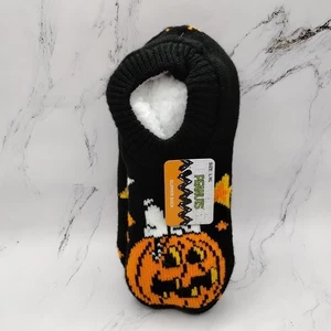 Peanuts Great Pumpkin Snoopy Jack O Lantern Slipper Socks Women's L/XL - Picture 1 of 7