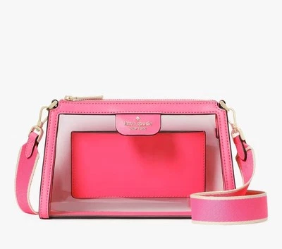 Kate Spade Clare Clear Small Crossbody KK276 Wild Pink Concert Stadium NEW - Image 1 of 4