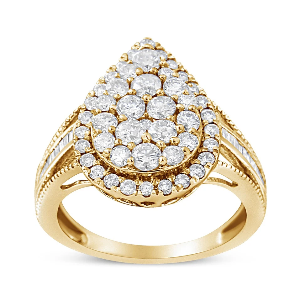 10K Yellow Gold Plated .925 Sterling Silver 1 1/2 Cttw Round-Cut Diamond Ring - Image 1 of 1
