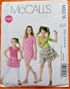 McCall's Sewing Pattern M6276 Girls Youth Top Dress Skirt Leggings Size 7-14 New - Picture 1 of 5
