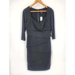 White House Black Market Black Midi Bodycon Dress Women's Size 10 - Picture 1 of 10